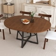 thumbnail image 1 of 59" Extendable Round Dining Table for 4-8, Legahome Modern Kitchen Table with Storage Shelf, Dining Room Table with 1.2" Thick Tabletop & Sturdy Metal Base, Perfect for Small Space, Walnut, 1 of 12