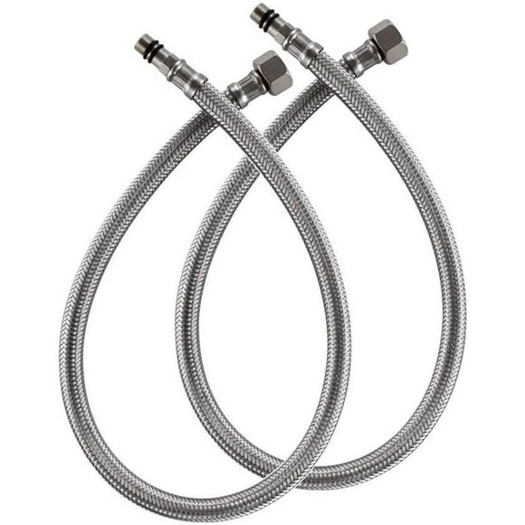 59" Extra Long Faucet Supply Lines Braided Stainless Steel Hose 3/8" x M10 Male Connector Replacement Parts Hoses,Kitchen Bathroom Outdoor Faucet Sink Basin Water Hose,2 Pcs Stainless Steel 59