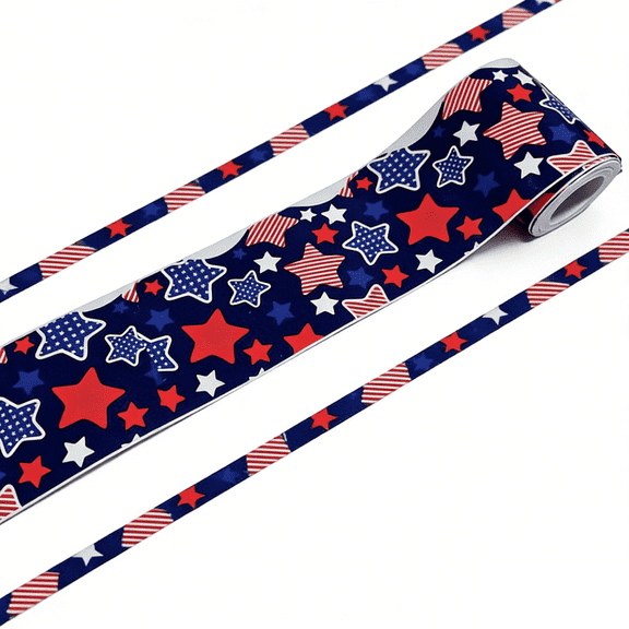 59 Feet Patriotic Bulletin Board Borders – Red Blue Star Die-Cut Rolled Trim | for 4th of July, School Classroom, Office & Chalkboard Decorations