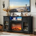 thumbnail image 1 of 59" Fireplace TV Stand with 26.1" Electric Fireplace for TVs Up to 65", LED Light Entertainment Center and Storage, Highlight Cabinet - Black, 1 of 9