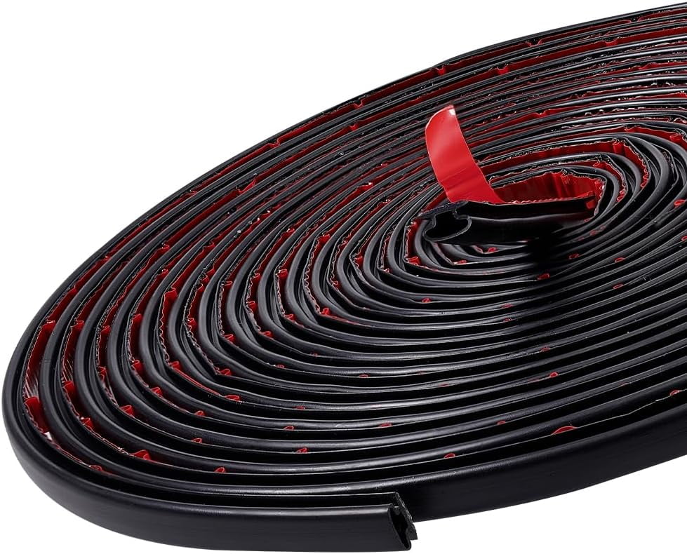 59 Ft Rubber Weather Stripping Seal Strip Black D-Shape Sealing Strip Self-Adhesive Backing Seals Waterproof Soundproof Strip for Windows Door Frame DIY Making