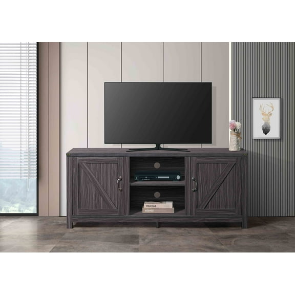 59" Gray Faux Wood Paper Laminated TV Stand