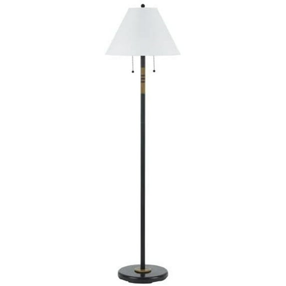 59" Heignt Metal Floor Lamp in Dark Bronze-Color:Dark Bronze,Finish:Dark Bronze,Material:Fabric,Shape:Round Hardback,Style:Lifestyle,Wattage:60WX2