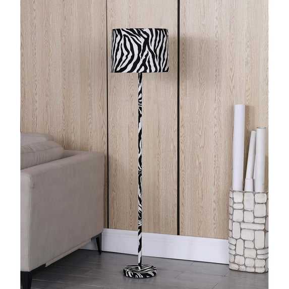 59 In. Faux Suede Zebra Print Floor Lamp