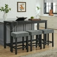 thumbnail image 1 of 59 Inch Bar Table, Dining Table, Sofa Table with Power Outlet, 3 Upholstered Stools, 4 Piece Bar Table and Chair Set for Living Room, Dining Room, Kitchen, 1 of 20
