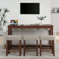 thumbnail image 1 of 59 Inch Bar Table, Dining Table, Sofa Table with Power Outlet, 3 Upholstered Stools, 4 Piece Bar Table and Chair Set for Living Room, 1 of 9