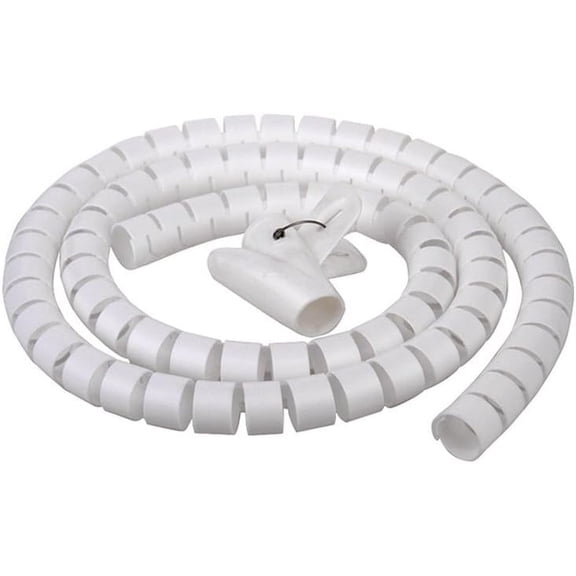 59 Inch Cable Management Sleeve Cable Sleeves with Clip Tool Perfect Protector for TV Computer (Diameter 0.31", White)