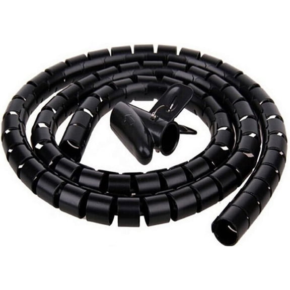 59 Inch Cable Management Sleeve Cable Sleeves with Clip Tool Perfect Protector for TV Computer (Diameter 0.98", Black)