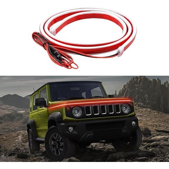 59 Inch Car Hood Light Strip, Flexible Daytime LED Running Light, Waterproof Auto LED Strip Light with Dynamic Scan Start-up Effect, Universal Car Exterior Decor Hood Strip Light for Vehicles (Red)
