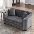 thumbnail image 1 of 59 Inch Chesterfield Sofa, Velvet 2-Seater Couch, Upholstered Sofa with Deep-Button Tufting and 2 Pillows for Living Room, Bedroom, Apartment, Office, Salon, Lounge, Classic Design, Grey, 1 of 8