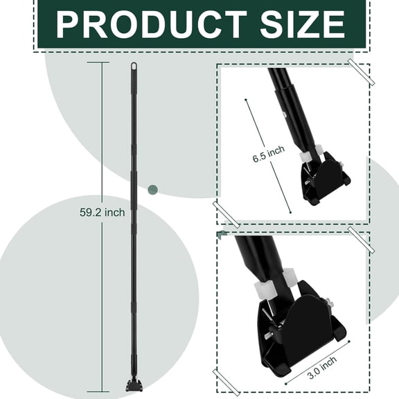 59 Inch Clip on Dust Mop Handle, Commercial Dust Mop Frame Handle, Heavy Duty Metal Stick Replacement for Floor Cleaning, 3 Pack