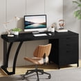thumbnail image 1 of 59 Inch Computer Desk with 3 Drawers, Reversible File Storage Desk Industrial Workstation for Home Office Rustic Brown, 1 of 8