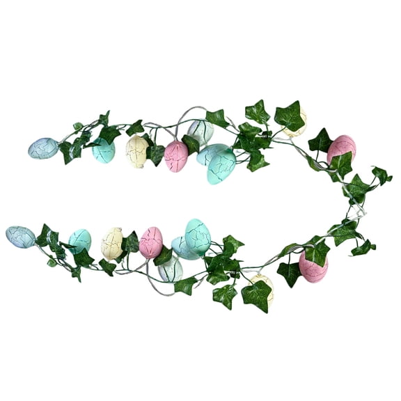 59 Inch Easter Garland Lights with 10L LED Easter Egg String Lights ,Pastel Tinsel Spring Garland Decorations for Indoor Holiday Home Bedroom Classroom Easter Decor