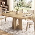 thumbnail image 1 of 59-Inch Extendable Round Dining Table for Dining Room, 4-6 People Farmhouse Oval Wood Expandable Kitchen Dinner Table with Heavy Cross Pedestal for Living Room, Apartment, Light Oak, 1 of 8