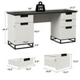thumbnail image 1 of 59-Inch Farmhouse Executive Desk – Wooden Home Office Computer Table with 3 Drawers, File Drawer & Storage Cabinet, 1 of 7