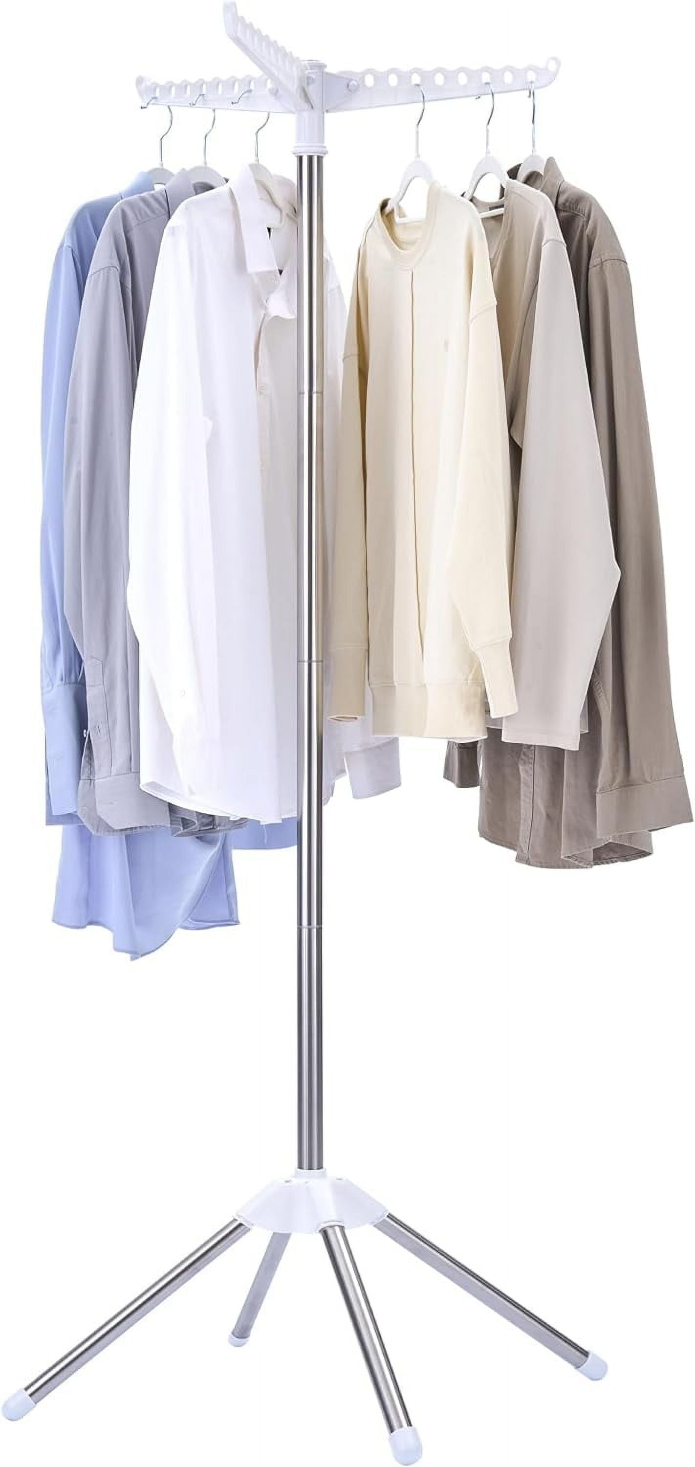 59 Inch Foldable Indoor Clothes Drying Rack with Rotating Rail ...