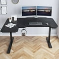 thumbnail image 1 of 59-Inch Large Electric Height Adjustable Computer L-Shaped Desk with Memory Controller Corner Standing Desk Modern Workstation with Splice Board Game Ergonomic Desk (Black Frame + Black Top), 1 of 6