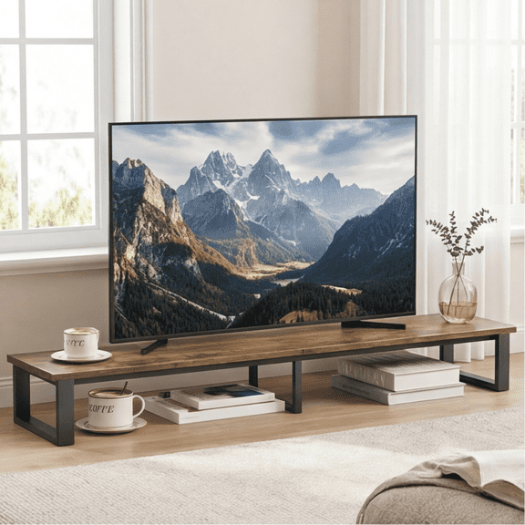 59 Inch Large TV Riser Stand for 32-75 Inch TVs, Tabletop TV Shelf with Steel Legs for Living Room and Office