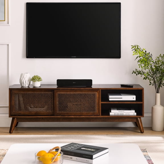 59-Inch Rattan TV Console for Living Space / Exquisite Craftsmanship & Durable