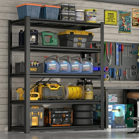 59-Inch Wide Metal Shelving Unit with 5 Removable Dividers - Heavy-Duty Adjustable Storage for Garage, Kitchen, and Office Organization