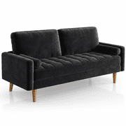 Neche Sofa for Living Room,Solid Wood Foot, 2 Seater Small Modern Loveseat Couch in a Box - Black