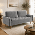 thumbnail image 1 of Neche 59" Velvet Spring Sofa Couch for Living Room, Office, Small Space, Solid Wood Leg, One Box, Gray, 1 of 11