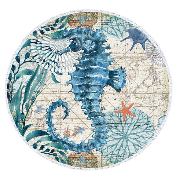 59 Inches Round Beach Towel Ocean Sea Octopus Microfiber Blanket Large Roundie Towels for Women Men Kids