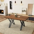 thumbnail image 1 of 59" Industrial Dining Table with Distressed Wood Top, Angular Metal Base, Walnut+Black, 1 of 8