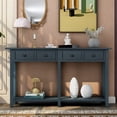 thumbnail image 1 of 59''L Console Table, Rustic Brushed Texture Entryway Table with 4 Functional Drawer, Long Sofa Table for Living Room, Easy Assembly, Antique Navy, 1 of 7