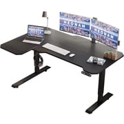 59 L Shaped Height Adjustable Standing Desk, Electric Stand up Computer Table for Home Office Desk with Black Frame & Top