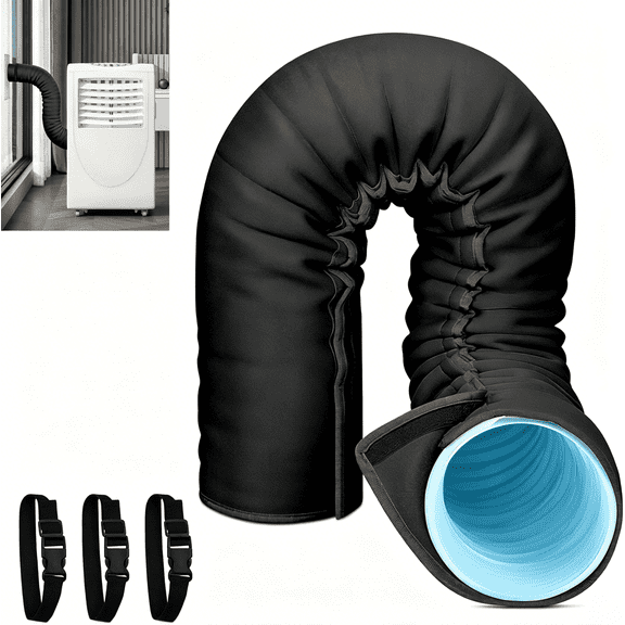 Smlper 59" x 21" Portable AC Hose Insulation Sleeve, Portable Air Conditioner Insulated Hose Cover Wrap, Fits 5" & 5.9" Diameter Exhaust Hose, Easy Installation with 3 Adjustable Buckle Straps, Black
