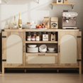thumbnail image 1 of 59" Large Rattan Storage Cabinet with Drawers, Farmhouse Coffee Bar Cabinet for Living Room, Kitchen, Entryway, 1 of 7