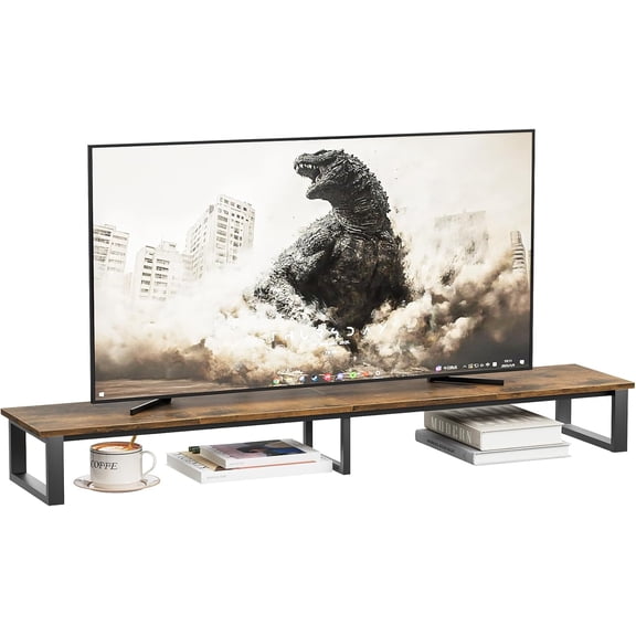 59" Large TV Riser Stand for 32-75 Inch TV, TV Shelf with , Tabletop TV Riser for Room, Study Office (Brown)