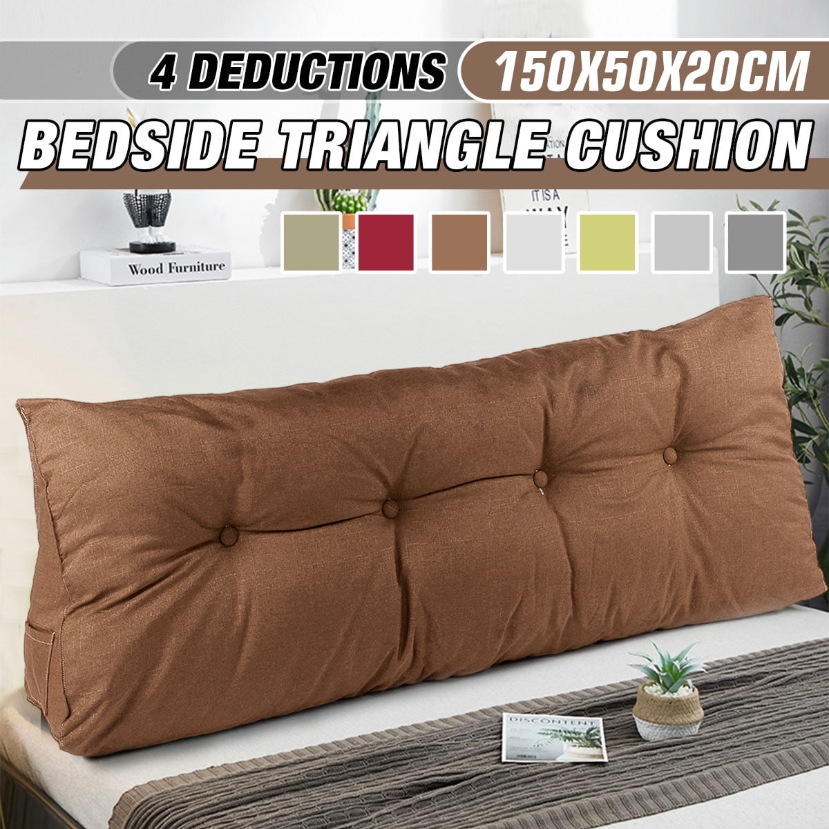 Triangular Reading Pillow Bed Headboard Pillow Sofa Back Filler