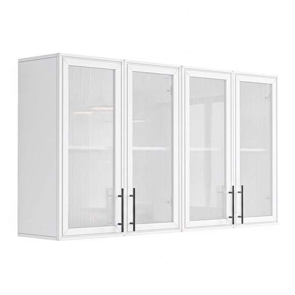 59’’ Laundry Room Wall Cabinets with Adjustable Shelf, Wall Cabinet with Acrylic Glass Doors, Upper Storage for Laundry Room, Bathroom, Kitchen