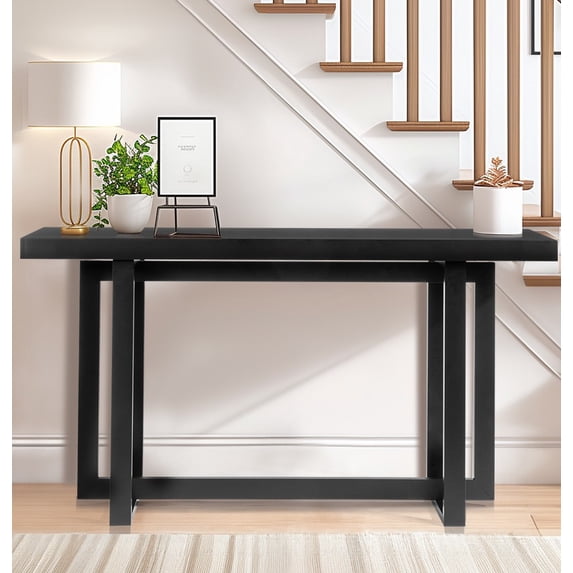 59" Long Simplistic Console Table, Rectangle Entry Table Black