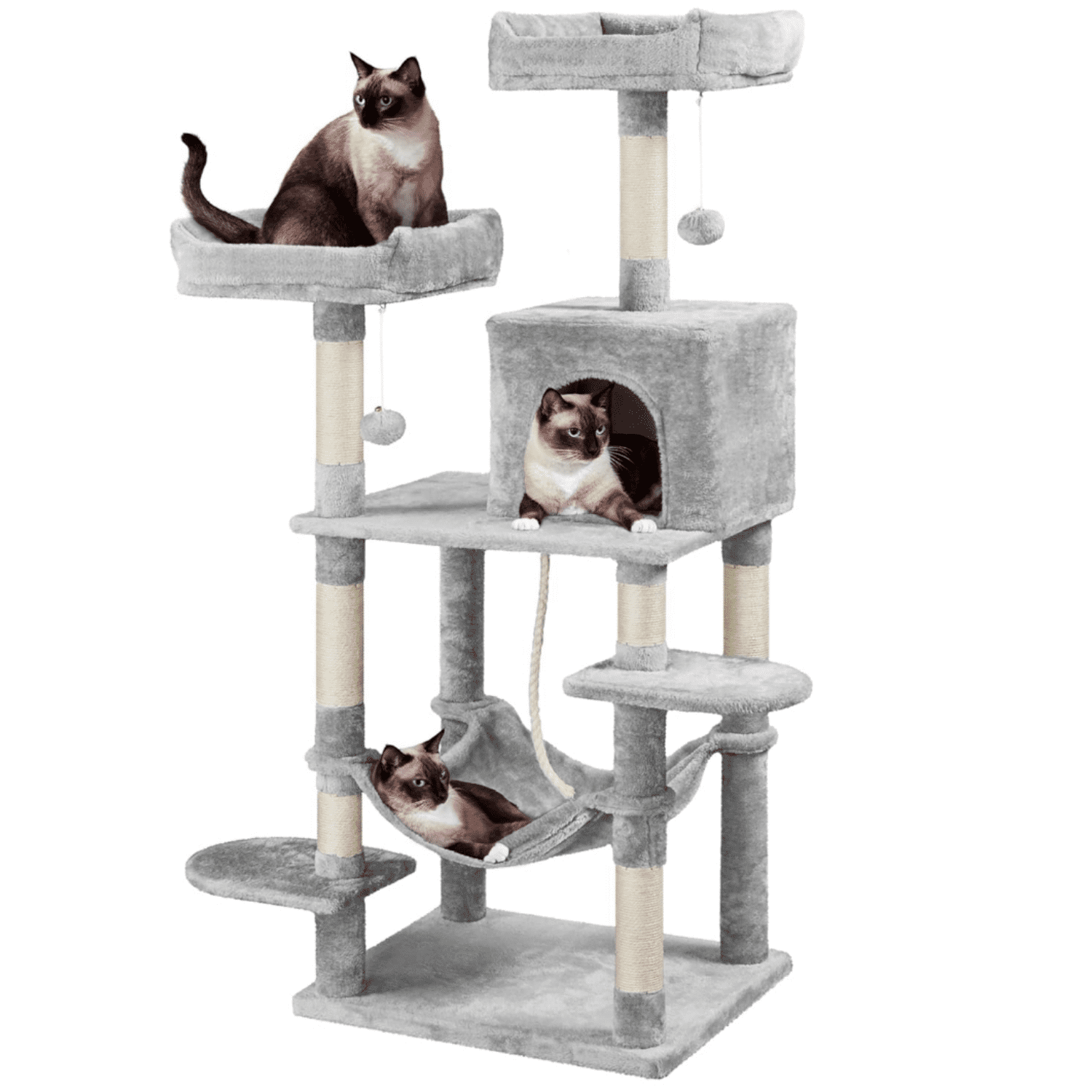 Cat Patio Multi Level 59 Multi-Level Cat Tree Tower Condo Furniture with 8 Scratching Posts ...