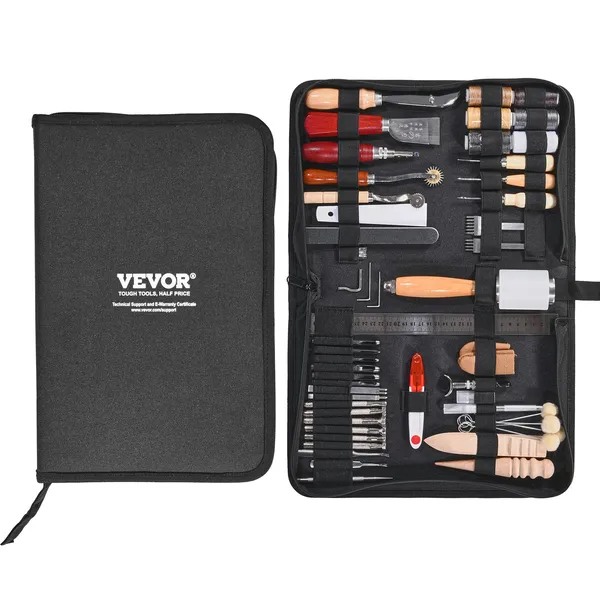 59 PCS Leather Craft Tool Set for Engraving Punching Stamping and Sewing