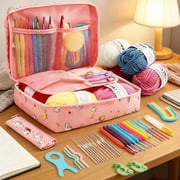 59-Piece Crochet Kit for Beginners Adults, Ergonomic Hooks with Soft Grip, Yarn, Needles, and Carry Bag for DIY Crafts