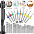 thumbnail image 1 of 59 Pieces Hand Drill Bits Set Include 49 Pcs Metal Pin Vise Hand Drill Micro Mini Twist Drill Bits and 10 Pcs Tungsten Carbide PCB Rotary Tools for Resin Polymer Wood Craft DIY Jewelry Making Carving, 1 of 10