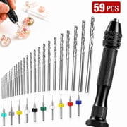 59 Pieces Hand Drill Bits Set, Pin Vise Micro Twist Drills and PCB Mini Cutting Bits for Resin Polymer Clay Craft DIY Jewelry0.1-1mm,PCB Drill