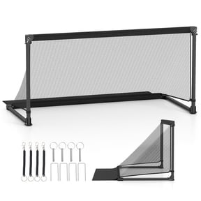 59" Portable Folding Soccer Goal (Size L, Black) - Heavy-Duty Metal Frame, Tear-Resistant PE Net