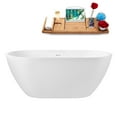 thumbnail image 1 of 59" Streamline G-84-324-BGM Soaking Glossy White Freestanding Tub and Tray With Internal Drain in Brushed GunMetal, 1 of 8