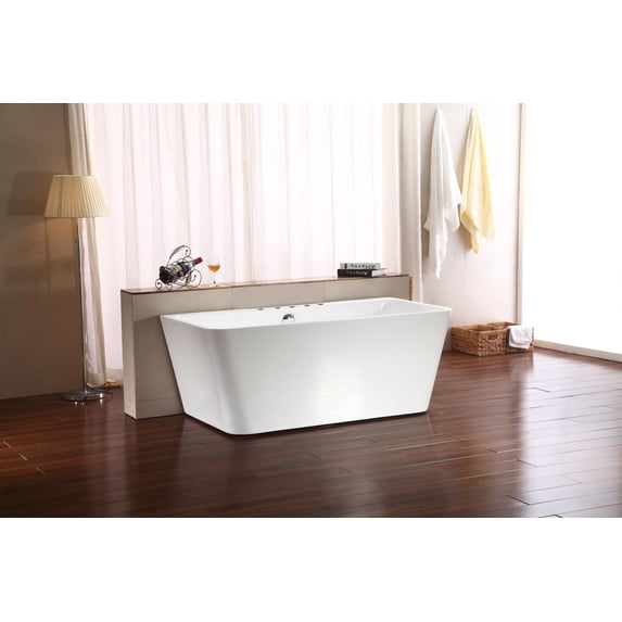 59" Streamline M-2061-59FSWH-DM Soaking Freestanding Tub With Internal Drain
