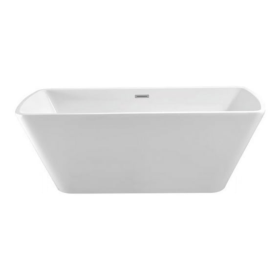 59" Streamline N-680-59FSWH-FM Soaking Freestanding Tub and Tray With Internal Drain