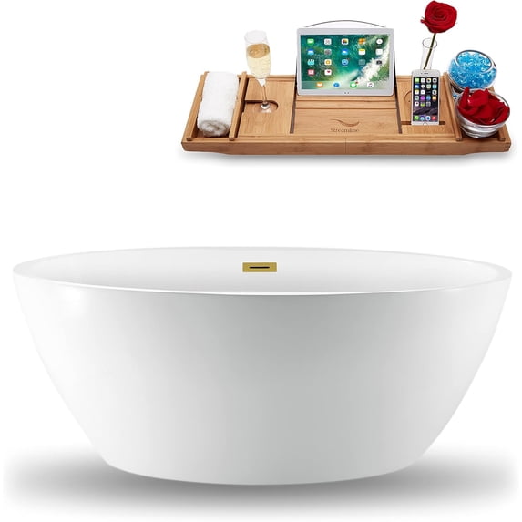 59" Streamline N1301BGM Freestanding Tub and Tray With Internal Drain