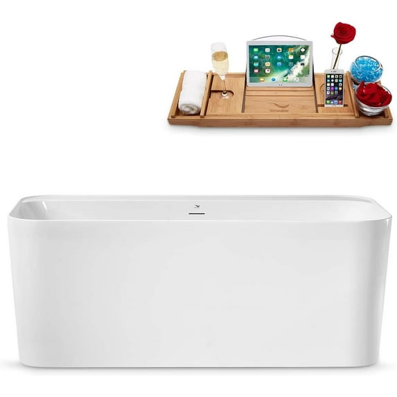 59" Streamline N2100GLD Freestanding Tub and Tray With Internal Drain