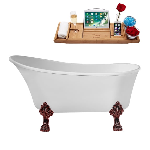 59" Streamline N347ORB-IN-ORB Clawfoot Tub and Tray With Internal Drain