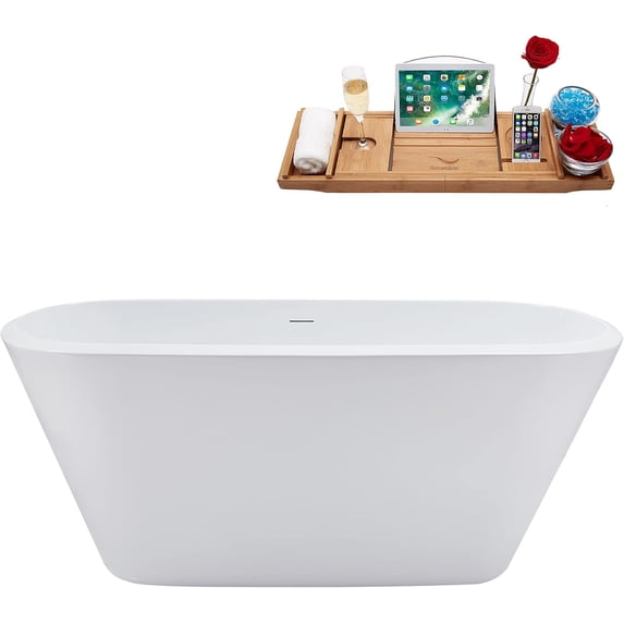 59'' Streamline N3640BL Freestanding Tub and Tray With Internal Drain