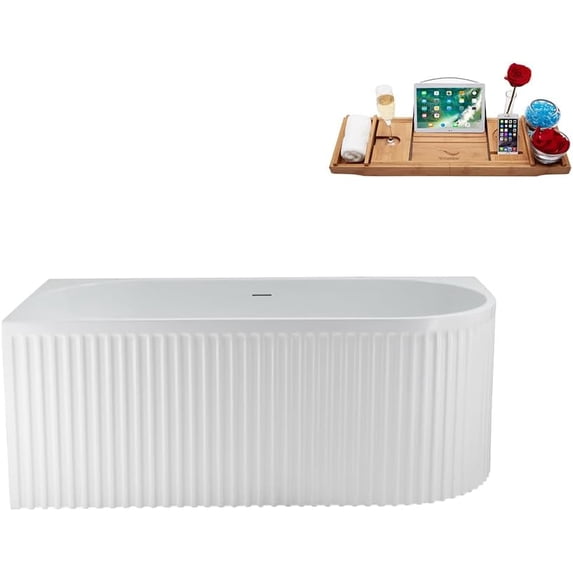 59" Streamline N4020BBR Soaking Freestanding Tub and Tray With Internal Drain in Brushed Brass